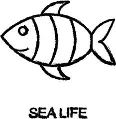 Sticker - sea life outline icon grunge style vector