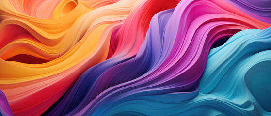 Wall Mural - Vibrant abstract with colorful wavy lines.