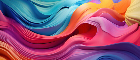 Wall Mural - Vibrant abstract with colorful wavy lines.