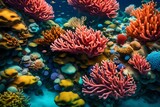 Fototapeta Do akwarium - Generate an image of a coral reef, capturing the diverse and colorful textures of the underwater ecosystem. 