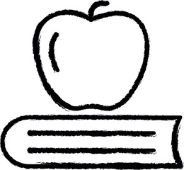 Poster - apple and book outline icon grunge style vector