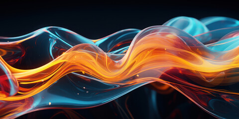 Wall Mural - Dynamic abstract composition with colorful swirls and patterns.