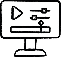 Poster - Computer, play, film icon grunge style vector