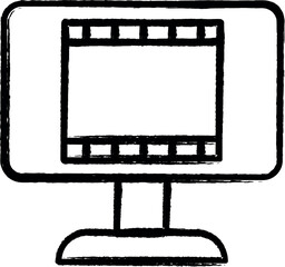 Poster - Computer, film ribbon icon grunge style vector