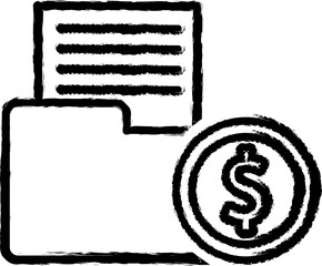 Poster - finance folder 2 colored line icon grunge style vector