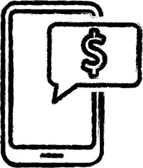 Poster - finance, telephone 2 colored line icon grunge style vector