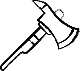Poster - Firefighter, axe two color icon grunge style vector