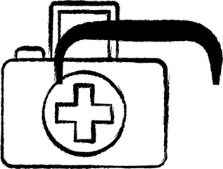 Poster - Firefighter, first aid kit two color icon grunge style vector