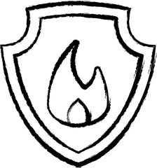 Poster - Firefighter, shield two color icon grunge style vector