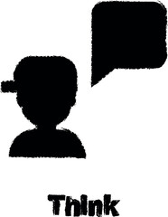Poster - think, male color icon grunge style vector