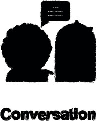 Poster - conversation, chat, female color icon grunge style vector