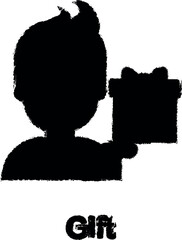 Poster - gift, male color icon grunge style vector