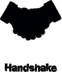 Poster - handshake, hand color icon grunge style vector