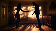 Relationship Struggles: Unhappy Couple In Conflict, Quarrel, And Relationship Challenges, Silhouette Arguments