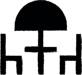 Poster - chairs and umbrella glyph icon grunge style vector