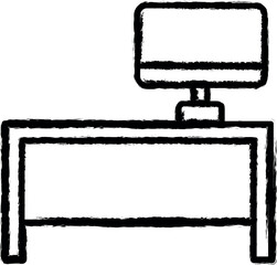 Poster - table with computer icon grunge style vector