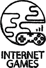 Poster - internet games outline icon grunge style vector