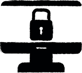 Poster - computer, security icon grunge style vector