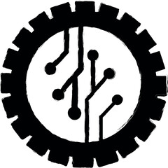 Poster - droid, electronic icon grunge style vector