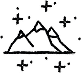 Poster - Landscape, mountains icon grunge style vector