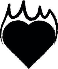 Poster - heart flat, fire icon grunge style vector