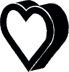 Poster - heart 3D, flat icon grunge style vector