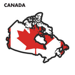 Poster - Isolated map of Canada with its own flag Vector