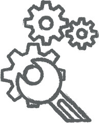 Poster - Industry flat, gear, machine, mechanic, repair wheel wrench icon grunge style vector