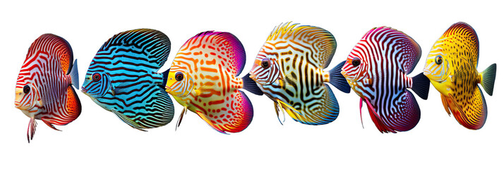 Wall Mural - Beautiful Different Full Color Symphysodon Discus On Transparent Background