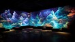 Visuals of digital art projections on 3D walls, demonstrating the use of technology to create dynamic and ever-changing visual displays