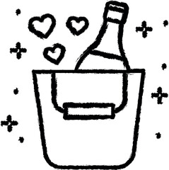 Sticker - Champagne, love, heart icon grunge style vector