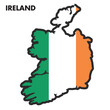 Isolated map of Ireland with its flag Vector
