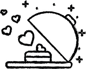 Sticker - Cake, heart icon grunge style vector