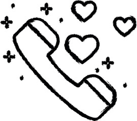 Poster - Phone, call, heart icon grunge style vector
