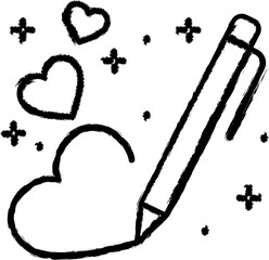 Aufkleber - Heart, pen icon grunge style vector