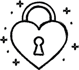 Wall Mural - Lock, heart icon grunge style vector