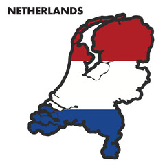 Canvas Print - Isolated map of Netherlands with its flag Vector