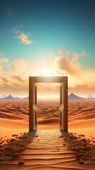 Wall Mural - opened door on desert and start up concept,generated ai