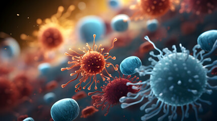 Wall Mural - pathogen micro organism background, 3d illustration,generated ai