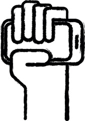 Poster - hand holds the phone icon grunge style vector