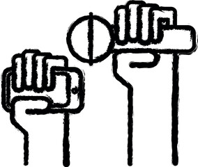 Poster - microphone and phone in hands icon grunge style vector