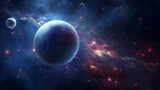 Fototapeta Kosmos - Planets and galaxy, science fiction wallpaper. Beauty of deep space. Billions of galaxies in the universe Cosmic art background,Generated by AI