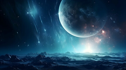 Wall Mural - planets and galaxy, science fiction wallpaper. beauty of deep space. billions of galaxies in the uni