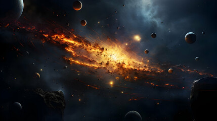 Wall Mural - planets and galaxy, science fiction wallpaper. beauty of deep space. billions of galaxies in the uni