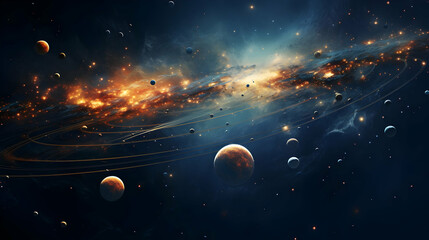 Wall Mural - planets and galaxy, science fiction wallpaper. beauty of deep space. billions of galaxies in the uni