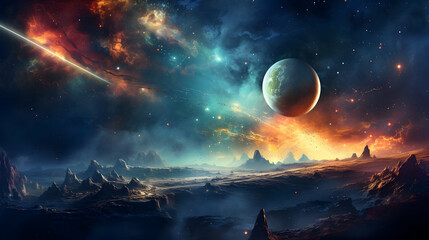 Wall Mural - planets and galaxy, science fiction wallpaper. beauty of deep space. billions of galaxies in the uni