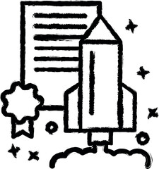 Poster - Startup rocket ship award icon grunge style vector