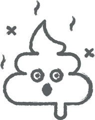 Poster - Poop, surprising outline icon grunge style vector