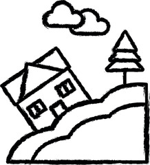 Poster - Landslip, house icon grunge style vector