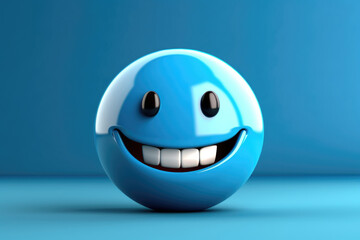 A blue ball featuring a smiley face. This versatile image can be used for various purposes